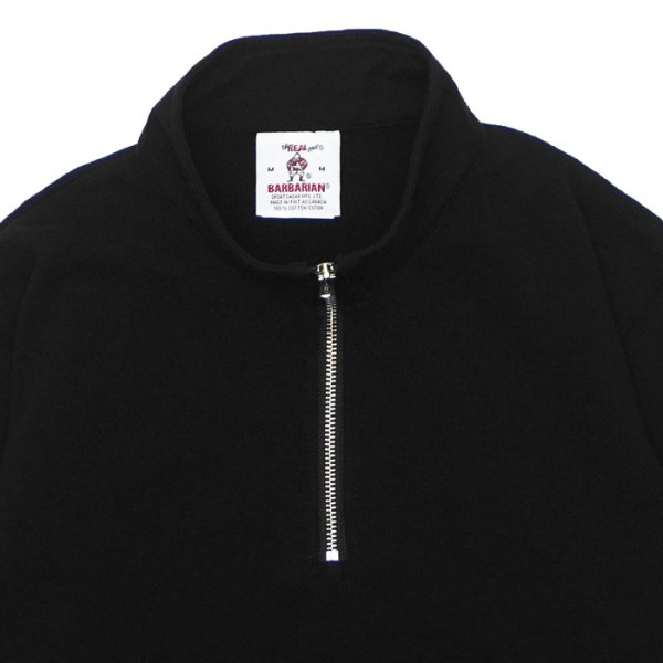 画像3: BARBARIAN（バーバリアン）12oz 1/4 ZIP COLLAR LONG SLEEVE SHIRT（12oz 1/4 ジップカラーロングスリーブシャツ）/ Black（ブラック） (3)