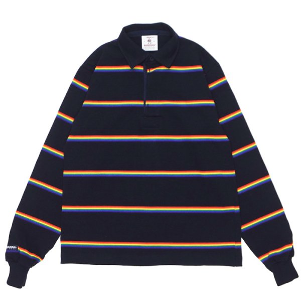画像1: BARBARIAN（バーバリアン）Heavy Weight Rugby Collar Shirt（ヘビーウェイト ラグビーカラーシャツ） / Navy×Red×Orange×Gold（ネイビー×レッド×オレンジ×ゴールド） (1)