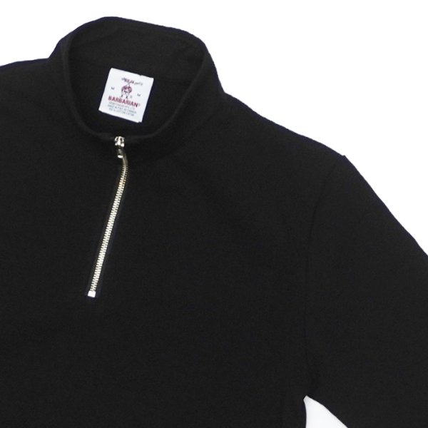 画像5: BARBARIAN（バーバリアン）12oz 1/4 ZIP COLLAR LONG SLEEVE SHIRT（12oz 1/4 ジップカラーロングスリーブシャツ）/ Black（ブラック） (5)