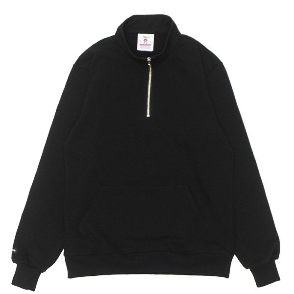 画像1: BARBARIAN（バーバリアン）12oz 1/4 ZIP COLLAR LONG SLEEVE SHIRT（12oz 1/4 ジップカラーロングスリーブシャツ）/ Black（ブラック） (1)