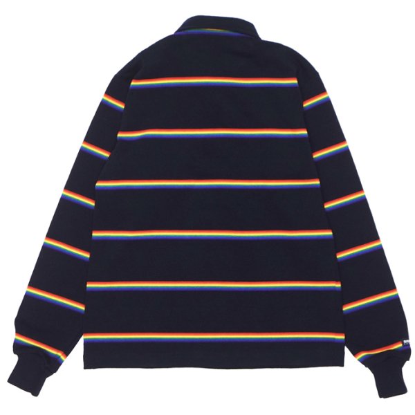 画像2: BARBARIAN（バーバリアン）Heavy Weight Rugby Collar Shirt（ヘビーウェイト ラグビーカラーシャツ） / Navy×Red×Orange×Gold（ネイビー×レッド×オレンジ×ゴールド） (2)