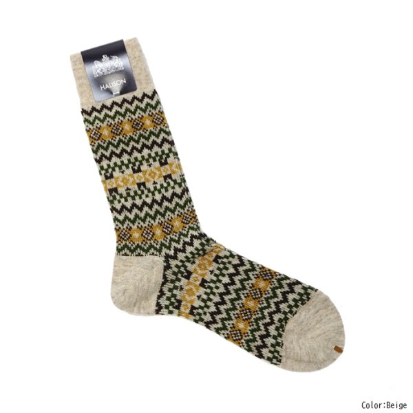 画像3: HALISON（ハリソン）メリノウール混 フェアアイルソックス / 3Colors（全3色展開）※3足までメール便発送可 (3)