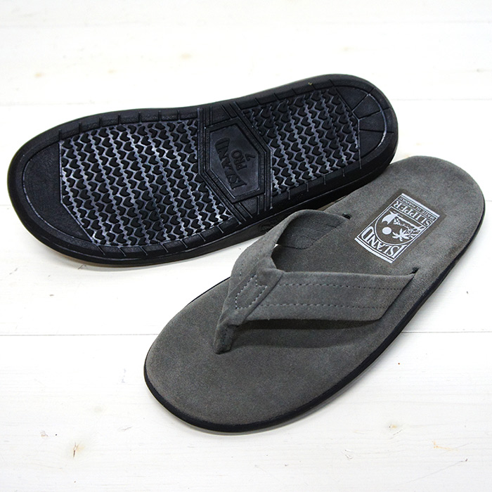 ISLAND SLIPPER（アイランドスリッパ）PB203 レザートングサンダル/Charcoal Suede（チャコールグレースエード） -  タイガース・ブラザース本店オンラインショップ