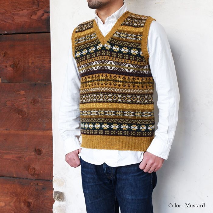 Jamieson's（ジャミーソンズ）Fairisle V-Neck Vest（フェアアイル柄V 