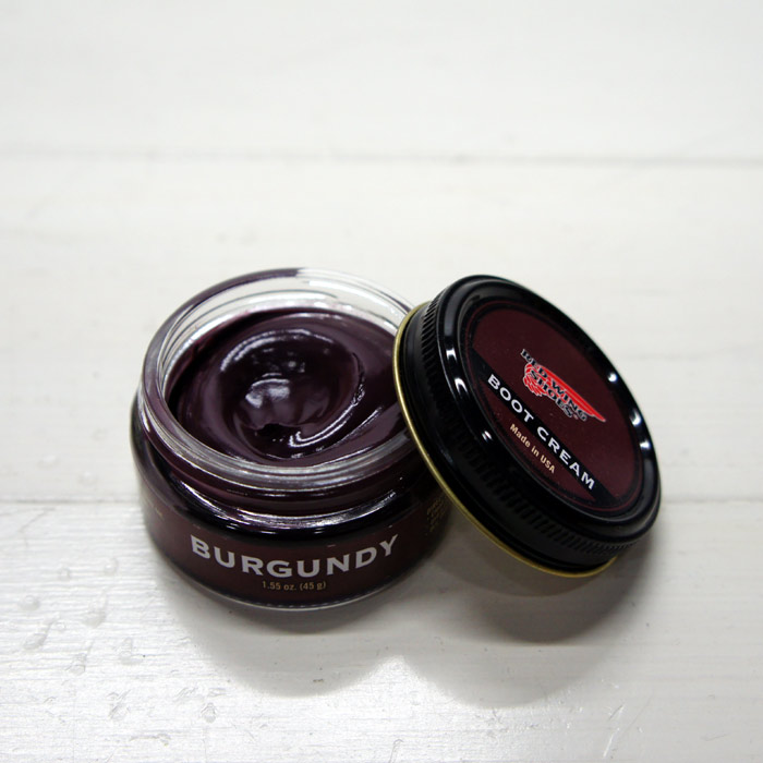 red wing burgundy boot cream